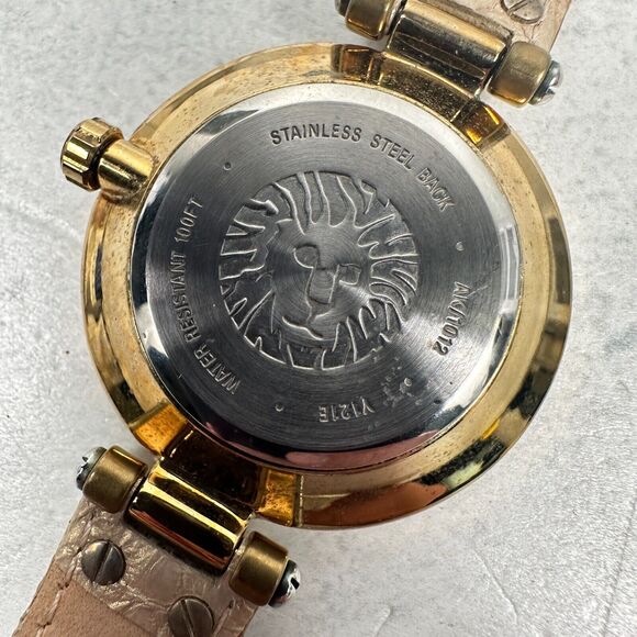 Anne Klein Watch Womens 34mm Round MOP Dial Embossed Band Gold Tone New Battery - Picture 7 of 11